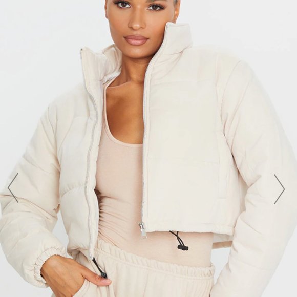 Prettittlething Cream Crop Puffer Jacket - Picture 4 of 8